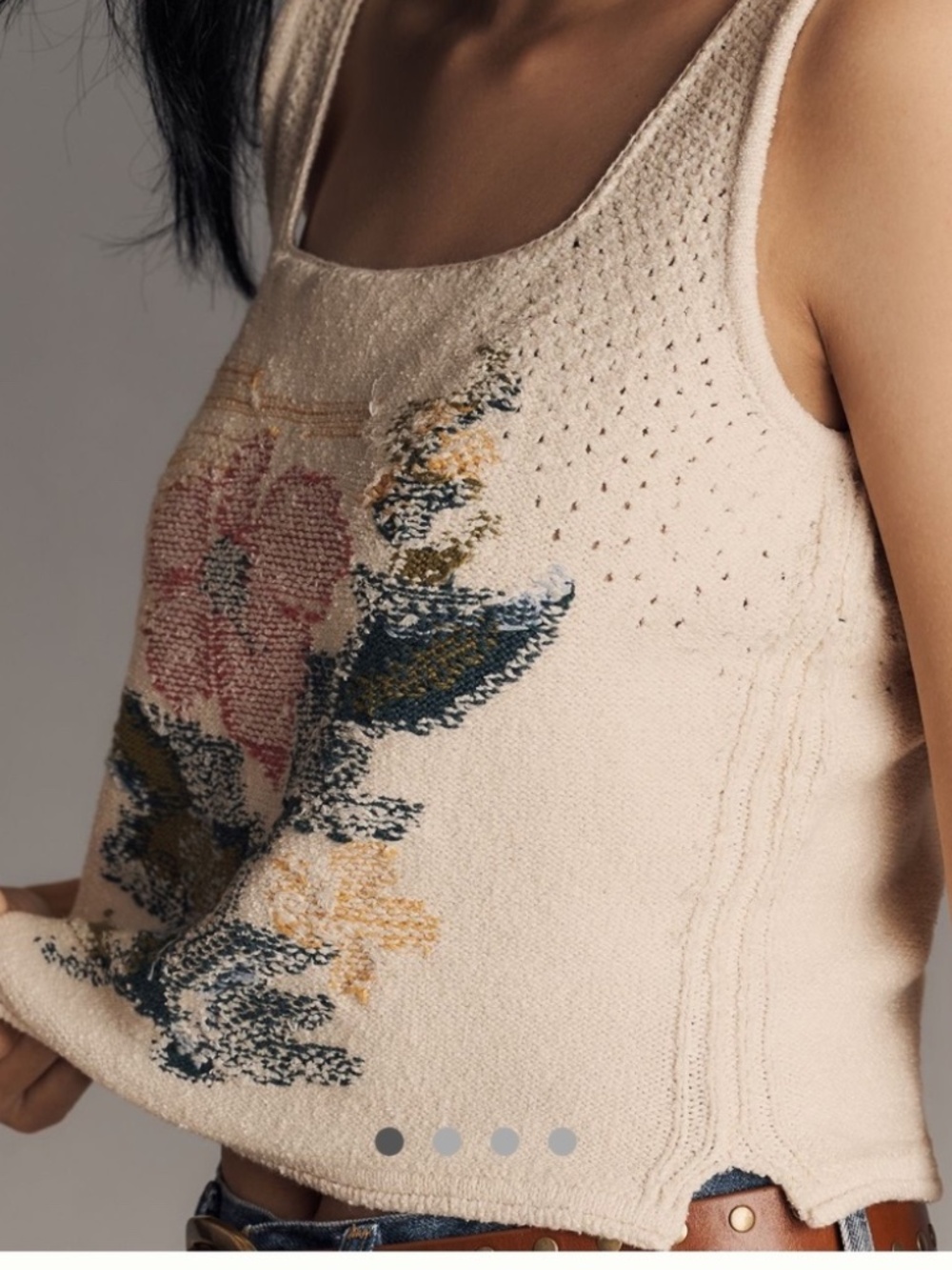 NWT Pilcro and the Letterpress Anthropologie Square Neck Knit Tank Floral - MED - Picture 3 of 10
